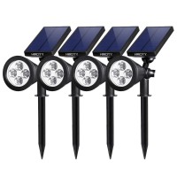 HMCITY Upgraded Solar Lights 2-in-1 Waterproof Outdoor Landscape Lighting Spotlight Wall Light Auto On/Off for Yard Garden Driveway Pathway Pool, Pack of 4 (White Light)