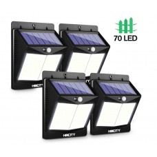 HMCITY 【70 LED/4 Packs】Solar Lights Outdoor, Wireless Solar Motion Sensor Lights IP65 Waterproof Security Solar Wall Lights, with 3 Modes for Front Door, Garden, Yard, Garage-1200 Lumens