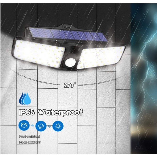 HMCITY Solar Lights Outdoor - 80 LEDs Flood Light, Wireless Solar Motion Sensor Light, IP65 Waterproof Solar Security Lights - 270° Wide Angle Outdoor Lights for Garage, Backyard, Front Door (2 Pack)