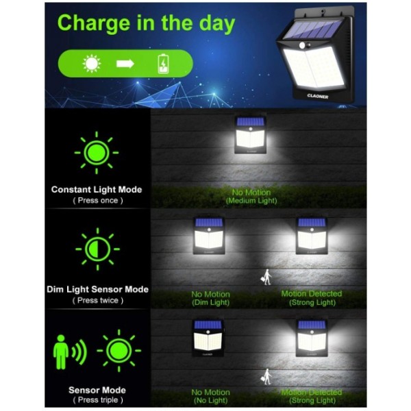HMCITY 【70 LED/4 Packs】Solar Lights Outdoor, Wireless Solar Motion Sensor Lights IP65 Waterproof Security Solar Wall Lights, with 3 Modes for Front Door, Garden, Yard, Garage-1200 Lumens