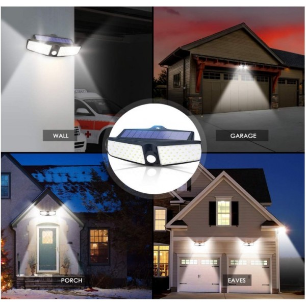 HMCITY Solar Lights Outdoor - 80 LEDs Flood Light, Wireless Solar Motion Sensor Light, IP65 Waterproof Solar Security Lights - 270° Wide Angle Outdoor Lights for Garage, Backyard, Front Door (2 Pack)