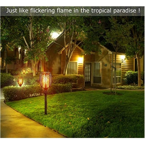 HMCITY Solar Lights Upgraded, Waterproof Flickering Flames Torches Lights Outdoor Solar Spotlights Landscape Decoration Lighting Dusk to Dawn Auto On/Off Security Torch Light for Patio Driveway (4)