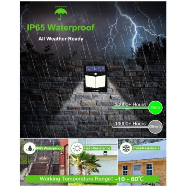 HMCITY 【70 LED/4 Packs】Solar Lights Outdoor, Wireless Solar Motion Sensor Lights IP65 Waterproof Security Solar Wall Lights, with 3 Modes for Front Door, Garden, Yard, Garage-1200 Lumens