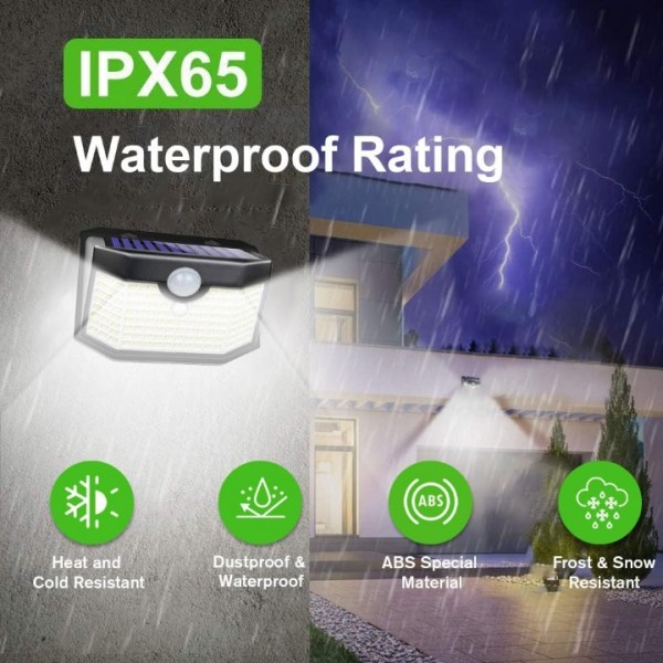 HMCITY 120 LED Outdoor Solar Lights with Motion Sensor,1 2 4 6 8 10 12 Pack,Black Shell & White Shell, Daylight White & Warm White