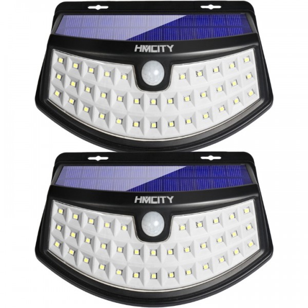 HMCITY New Solar Lights 4Pack Upgraded High Efficiency 36 LEDs with 11.8 in² Solar Panel, 3 Optional Modes Sensitive PIR Motion Sensor Light with Wide Angle IP65 Waterproof Solar Outdoor Security Step Lights